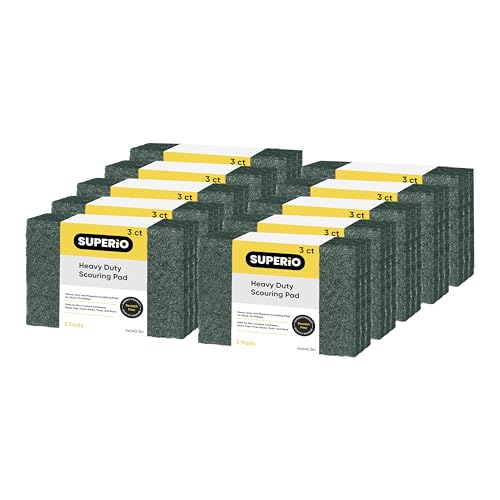 Image of Scouring Pad Non-Scratching Scrubber Non-Scratch Cleaning Scrub Pads Heavy Duty Scouring Pad Reusable Kitchen Scrubbing Pad Pack of 30 Green, by Superio