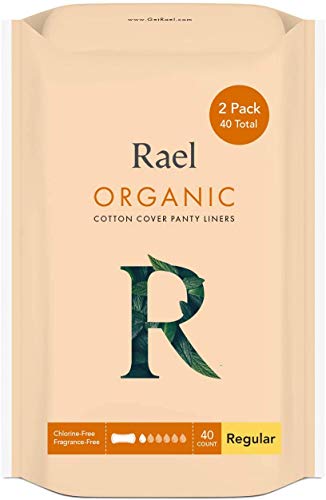 Rael Certified Organic Cotton Panty Liners, Regular - Unscented Pantiliners - Natural Daily Pantyliners, 6 Inch, 40 Count (Pack of 1)