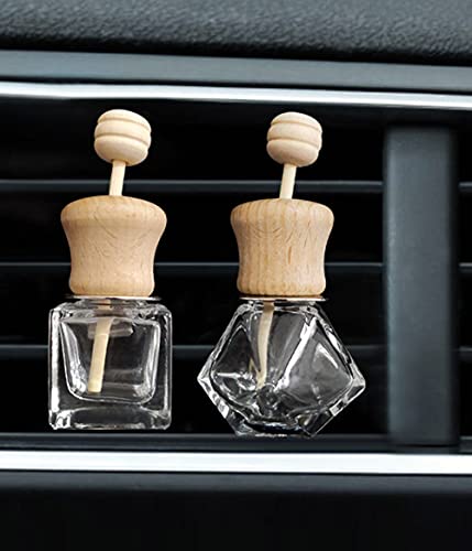 4 Packs Car Air Freshener Diffuser Bottle With Vent Clip Perfume Glass Bottles Clip Fragrance Aromatherapy Scented Diffuser Bottles Car Vent Outlet Ornament Decors (Square) #TOP5