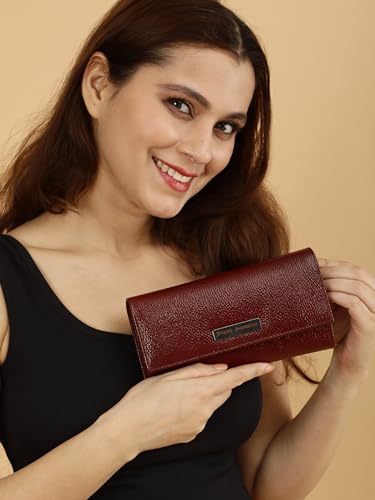 Image of Steve Jhonson Leather Wallet for Women - Mini Hand Purse with Card Holder - Women Stylish Clutch - Cute Mini Ladies Wallet for Daily Use - Fancy Ladies Purse with Slim Design (Maroon)