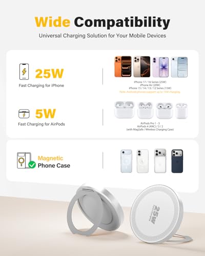 Magnetic Wireless iPhone Charger Fast Phone Charger with Kickstand - image 6