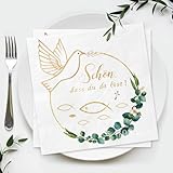 【Tolles Design】Diese schön Papierserviette sind aus goldene Fisch und Taube motive, und Eukalyptus Grün und klassisch wort 