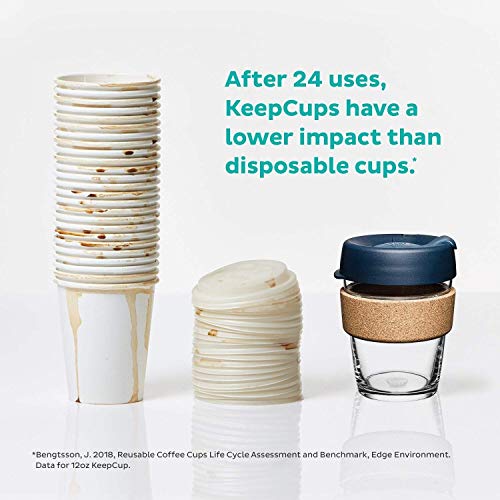 Keepcup Reusable Tempered Glass Coffee Cup | Travel Mug With Spill Proof Lid, Brew Cork Band, Lightweight, Bpa Free | Medium | 12Oz | Press #TOP5