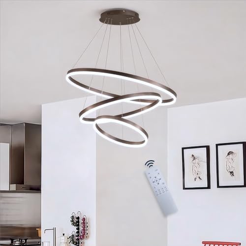 Suspension LED lustre de salon au design circulaire épuré en aluminium noble