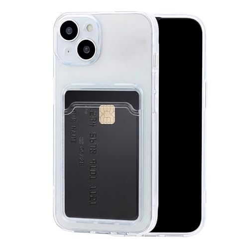 Chengyuanfeng Cover Trasparente per iPhone 15 con Porta Carte, Custodia Ultra-Sottile 1,5 mm in TPU Antigiallo Antiurto, Minimalista con Slot per 1 Carta, per Pendolari, Metro e Pagamenti Contactless