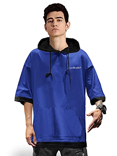 Image of EYEBOGLER Men's Trendy Hooded Neck Half Sleeves Solid T-Shirt