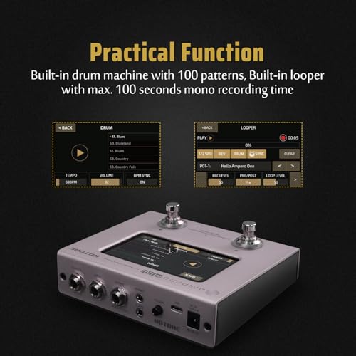 Image of Hotone Ampero Mini MP-50 PT Guitar Bass Amp Modeling IR Cabinets Simulation Multi Language Multi-Effects with Expression Pedal Stereo OTG USB Audio Interface (PURPLE TARO)