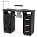 Belandi Manicure Table Nail Station with Charging Station, Marbling Texture Nail Tech Table Nail Table Station w/Dust Collector, Power Outlets, LED Lamp, Non-Woven Drawers & Wrist Cushion(Black)