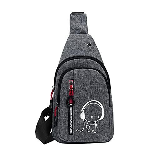 Image of Wild Chest Bag Messenger Bag Shoulder Women Plaid Small Bag One Fashion Fashion Backpacks Lunch Backpack for Men (Grey, One Size)