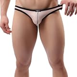 Mens Low Rise Sexy Brief Bikini Underwear (US, Alpha, Medium, Regular, Regular, Beige)