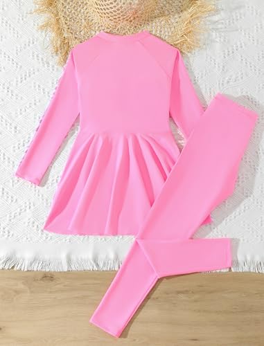 Image of FYMNSI Girls Modest Full Coverage Swimsuit Long Sleeve Rash Guard with Pants UPF 50+ Sun Protection Swimwear for Kids 5-14