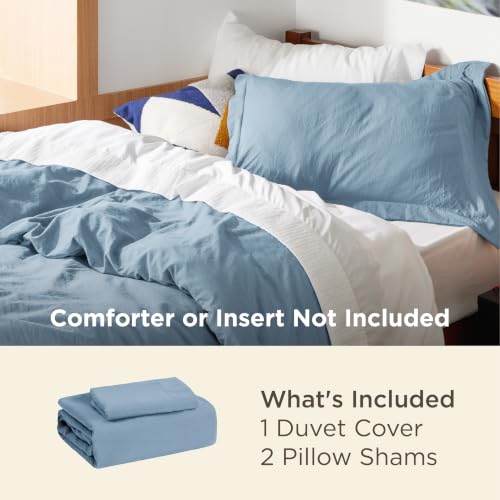 Image of Bedsure Prewashed Twin Duvet Cover, Cotton-Like Bedding Set, Dusty Blue | Ultra Soft, Relaxed Texture, Twin XL Breathable Comfort, Hidden Zipper, 8 Corner Ties, Easy Care, OEKO-TEX, Year-Round Use