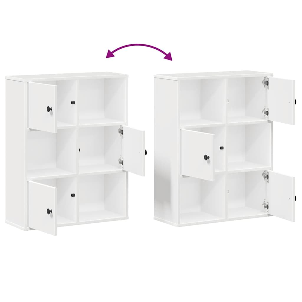 Regał na książki, biały, 60 x 24 x 76,5 cm, materiał drewnopochodny, wszechstronny organizer do przechowywania książek, czasopism, dekoracja, elastyczny montaż drzwi, łatwy w pielęgnacji