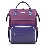 Picture of LOVEVOOK Leather Laptop Backpack for Women 15.6 inch,Travel Purse Nurse Teacher Carry On Backpack Computer Bag,Professional College Business Work Bags with USB Port,Brown