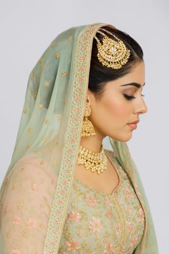 Touchstone Indian Bollywood Pretty Magical Floral Handcrafted Indian Mughal Kundan Look Faux Pearls Hangings Head Enhancing Bridal Designer Jewelry Jhoomer In Gold Tone For Women2