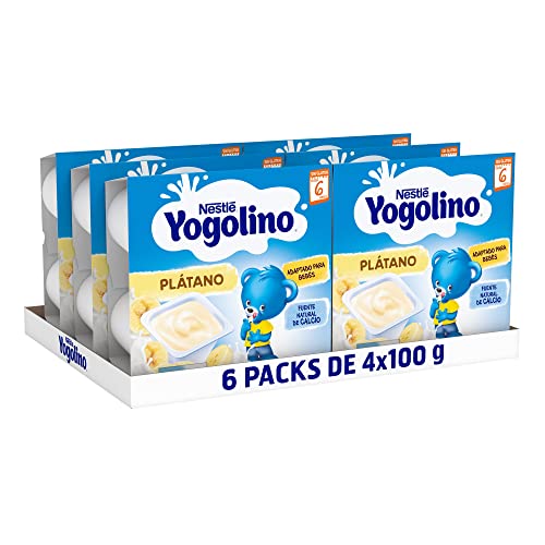 NESTLÉ YOGOLINO Plátano, a partir de los 6 meses, Pack de 6 (4x100g), Fórmula mejorada