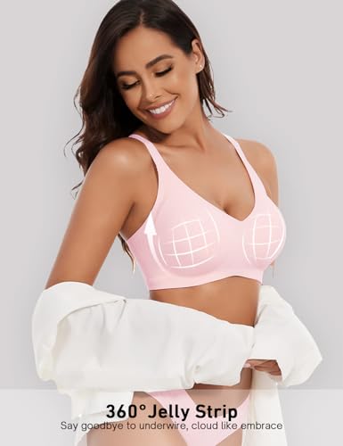 Image of Vinfact Womens V Lace Wireless Seamless Bras No Underwire Comfort Push Up Bra Supportive Full Coverage Bralettes T Shirt Bra