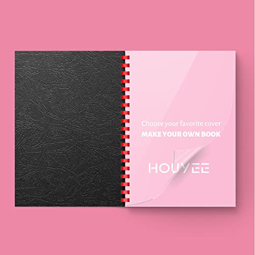Houyee Binding Covers And Combs Set, Binding 8.5X11 Inches Paper, 50 Pcs Leather Texture Paper Binding Covers, 50 Pcs 8 Mil Clear Covers And 20 Pcs Assorted Combs #TOP3