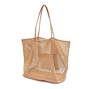Mesh Beach Tote Bag Grote Capaciteit Handtas Poratble Polyester Tas voor Reizen Mesh Sneldrogende Tas met Pocket Draagbare Schouder Tote Bag Strandtas Vrouwen Schouder Handtassen Douche Tote Bag voor Strand