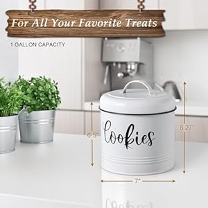 Farmhouse Cookie Jar for Kitchen Counter, 1 Gallon Vintage Cookie Jar with Airtight Lid, Large Food Storage Container for Candy, Cookies, Dessert, Rustic Kitchen Decor and Accessories Farmhouse Cookie Jar for Kitchen Counter 1 Gallon Vintage Cookie Jar with Airtight Lid Large Food Storage Container for Candy Cookies Dessert Rustic Kitchen Decor and Accessories