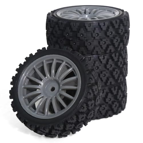 RC�J�[�̃^�C�� For Tamiya For TT-01 For TT-02 TT01E XV01 XV02 1/10 RC �����[�J�[�p�[�c 4�� 68*28mm �S���z�C�[�� �^�C���Z�b�g(Gray)