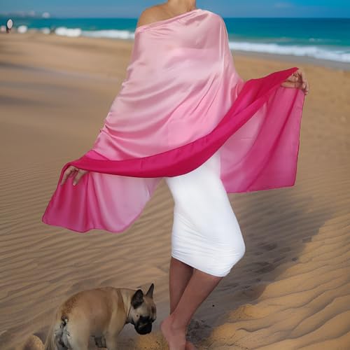 Long Ombre Scarf Silky Wrap Summer Wedding Shawl Lightweight Spring Poncho Cape Plus Size Pool Coverup2