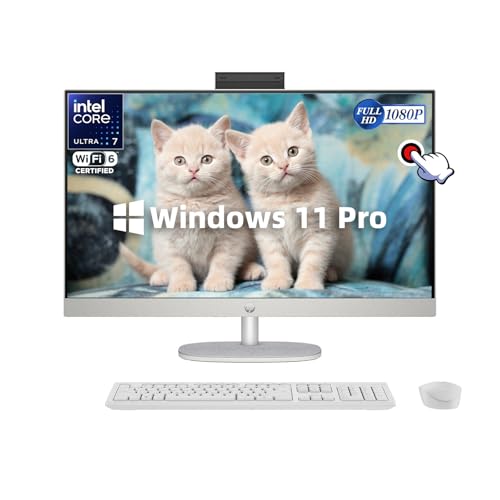 Image of HP All-in-One Desktop Computer, 27 inch FHD Touchscreen(1920x1080), Intel Ultra 7 155U(12-Core), True Vision Camera, Wi-Fi 6, Win 11 Pro, 64GB DDR5 RAM, 2TB SSD