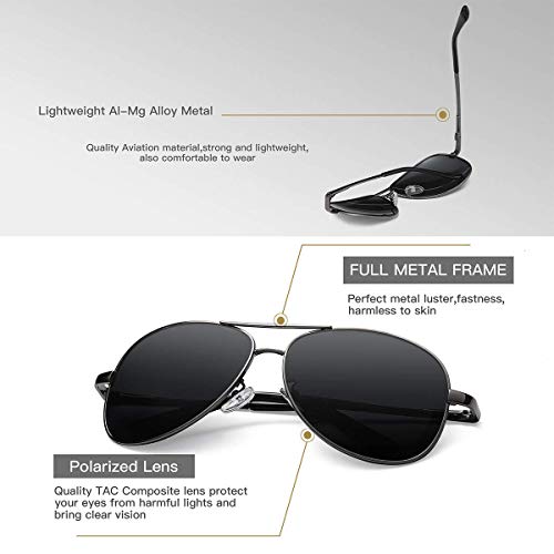 Image of Simsco Polarized Aviator Men's Sunglasses (Black)