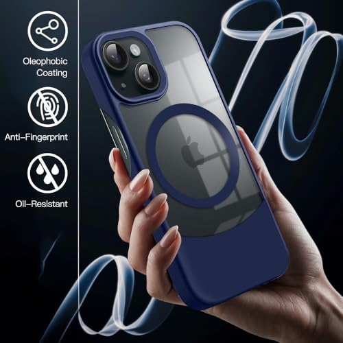 Image of KARWAN️Ultra-Hybrid Shockproof Back Cover with Mag-Safe Case foriPhone 14 Plus | Camera Protection Bump |Shockproof Back Cover Case for iPhone 14 Plus (PC & TPU, Smoked Matte Sides) Blue