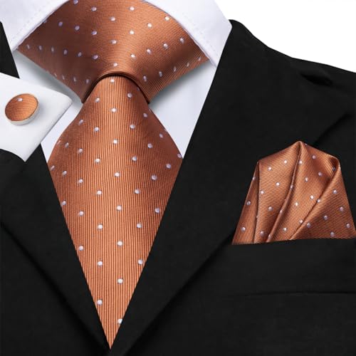 Image of Hi-Tie Paisley Floral Ties Set for Men Silk Mens Stripes Necktie Pocket Square Cufflinks Set Formal Business