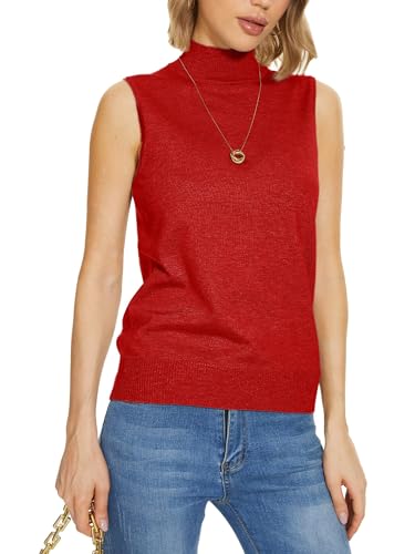 Image of INKOFF Sleeveless Mock Neck Turtleneck Knit Tops Women Dressy Casual Sweater Vest Business Work Tank