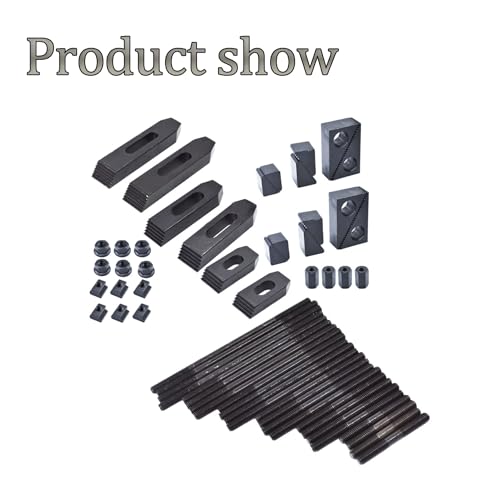 Image of kimllier 58Pcs 1 /2 Inch T-Slot Clamping Kits 3 /8 Inch - 16 Stud Clamping Kit Hold Down Clamp Clamping Set Kit Steel