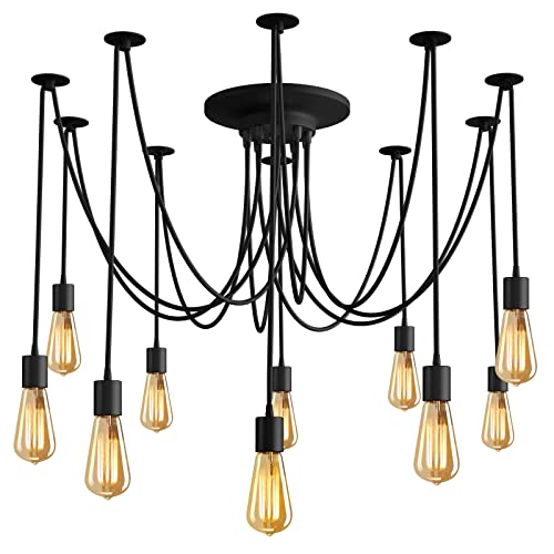 Fuloon Vintage Edison Multiple Ajustable DIY Ceiling Spider Lamp Light