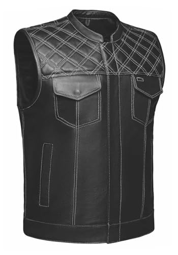 Leather Diamond Stitch Club Vest by Unik