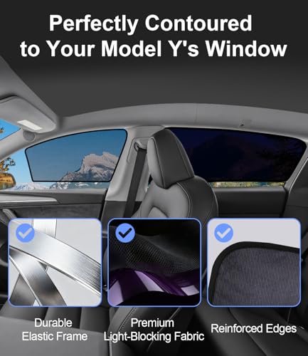 Image of Window Shades for Tesla Model 3 Highland 2024-2026, 4PCS Static Cling Car Window Shades, Clear Front Half Window & Semi-Transparent Rear Side Covers, Sunshade UV Protection Privacy Accessories