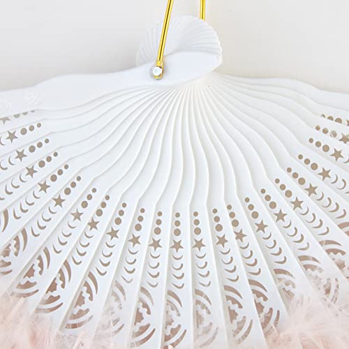 BABEYOND Marabou Feather Fan 20s Vintage Folding Fan Flapper Hand Fan for Costume Dancing Show Tea Party Wedding Decoration (Light Pink) - Thumbnail 3