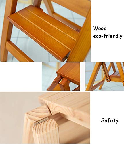 Escalera para el hogar plegable de 4 peldaños, taburete de madera portátil 3