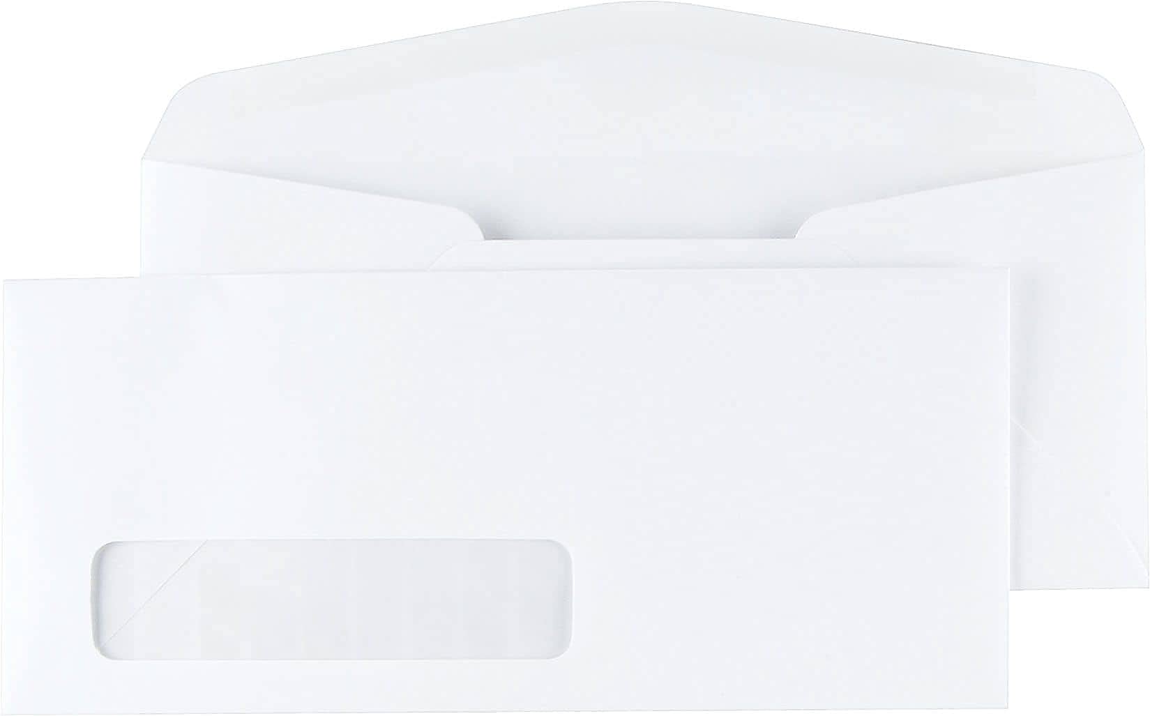 Staples Gummed #10 Business Envelope, 4 1/8-inch x 9 1/2-inch, White Wove, Window, 1000/Carton (ST50151-CCVS)
