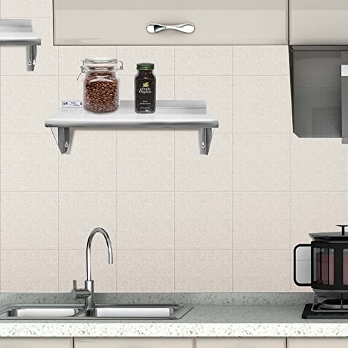 Image of HALLY SINKS & TABLES H Stainless Steel Shelf 18 x 24 Inches, 300 lb, Commercial Wall Mount Floating Shelving for Restaurant, Kitchen, Home and Hotel