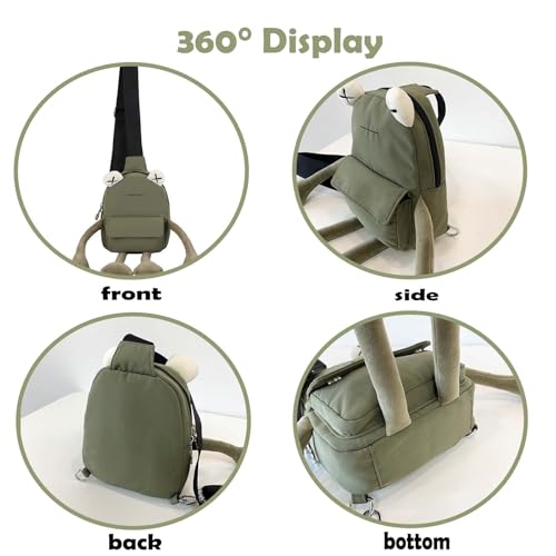 Cute Frog Crossbody Bag Unique Sling Shoulder Bag Backpack One Strap Messenger Plush Daypack4