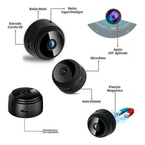 Mini Câmera Espiã A9 Com Visão Noturna HD 1080p Sensor De Presença Wifi Grava Em Cartão de Memória