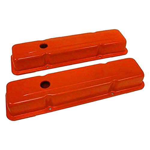 1958-86 Chevy Small Block 283-305-327-350-400 Short Steel Valve Covers - Orange
