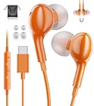 USB C Headphones for Samsung Galaxy S26 S25 Ultra S24 A16 A17 Wired Earphones USBC Headphones with Mic HiFi Wired Headphones USB C Earphones for iPhone 16 17 Samsung S23 S24 S25 FE A55 A56 iPad 10th