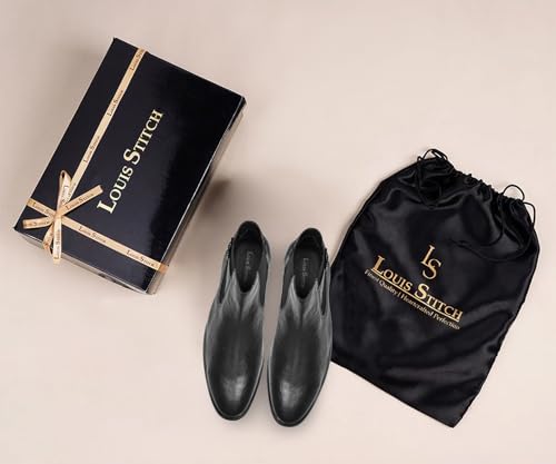Image of LOUIS STITCH Mid-Top Ankle Shrunken Chelsea Boots for Men | Men's Slip-On Boots with Side Buckle | Casual and Semi Formal Chelsea Boots for Men | LSLXSHCLB