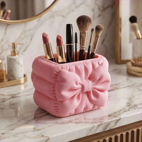 Image of Make up organizer, Pen stand for table, makeup organizer, pen holder for desk, pencil holder, office desk organizer, makeup holder for women (Bow-shaped)