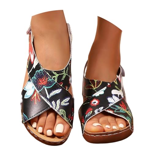 Wedges bout ouvert pour flânerie d'été sandales bride boucle look bohème chic