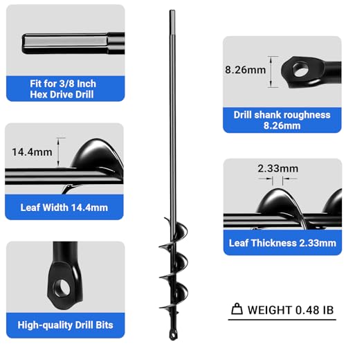 image for DEKOPRO Garden 2 Pack Auger Drill Bit Set for Planting 3.6