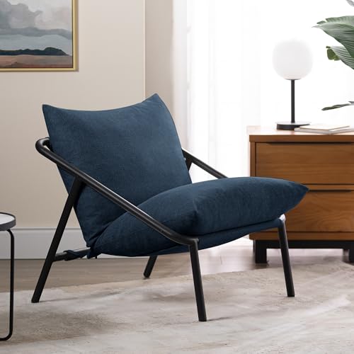 Zinus Ada Sling Sillón de Acento, Estructura de Metal con Cojines de Espuma triturada, Azul Marino