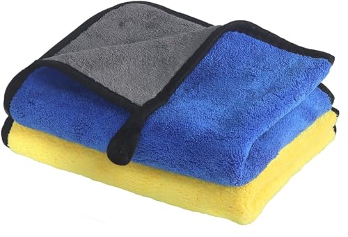 Image of Auto Hub Heavy Microfiber Cloth for Car Cleaning and Detailing, Double Sided, Microfiber Towel for Car & Bike,Super Soft Car Wash Cloth, 600 GSM (Size 40cm x 40cm) Pack of 2, Color: Mix