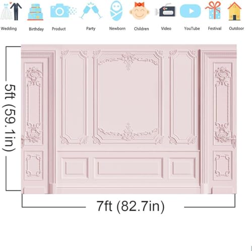 Fondo Fotográfico Rosa 7x5ft para Fotografía en Sala Vacía miniatura 6